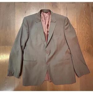 Hugo Boss Blazer Sport Coat Jacket Mens 42R Brown Goat Skin Leather Dress Casual
